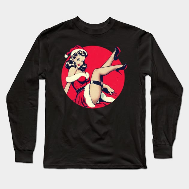 pin up lingerie christmas woman Long Sleeve T-Shirt by Anthony88